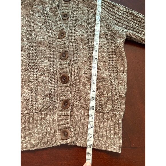 GAP Chunky Cable Knit Fitted Cardigan Sweater in Brown Size Medium - Picture 10 of 11